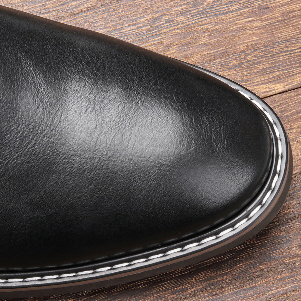 Men'S Chelsea Boots - Classic Ankle Boots with Elastic Closure, Glossy Black Faux, Cushioned Insole & Non-Slip PVC Sole - Formal & Casual Shoes for Everyday, Office, Events - Extended Sizes up to EU 46 (US Men'S 12) - Model #