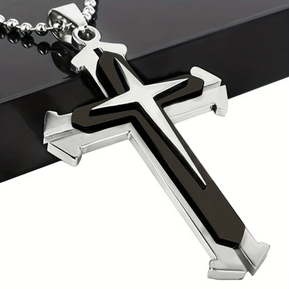 A Stylish Multi-layer Cross Necklace for Men - A Domineering Guardian Necklace for Men And Women - Fashionable Necklace, Elegant Design, Classic Jewelry Clothing Accessories for Dressing Up Holiday Gifts,Valentine's Day
