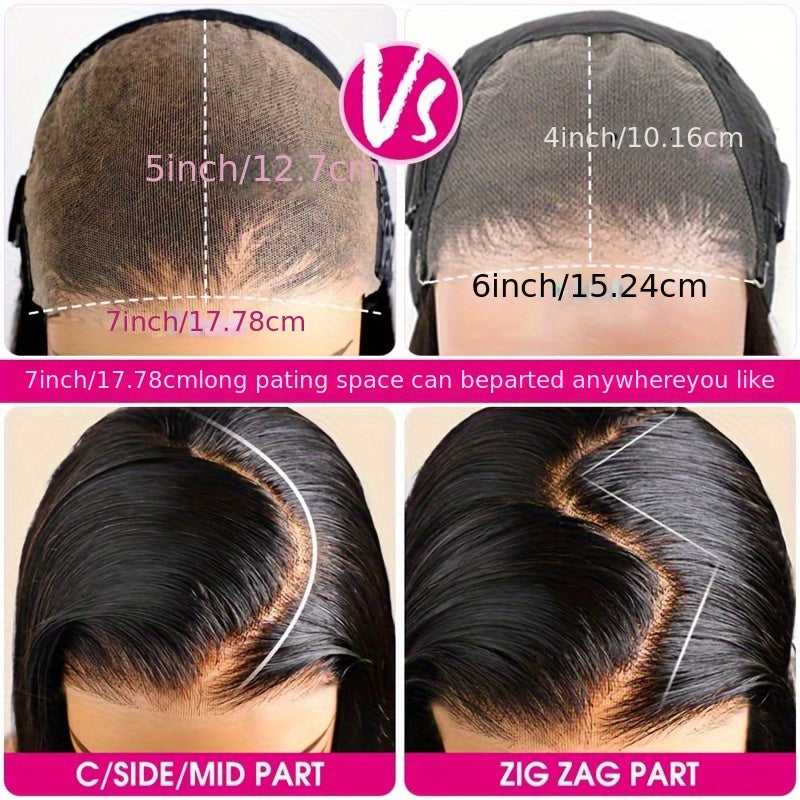 Glueless Wig - No Glue Needed, Pre Plucked & Cut Front, Natural Black Human Hair Lace Front Wig, 150% Density for, Everyday & Special Events, Event Hairpiece, Sleek Straight Style
