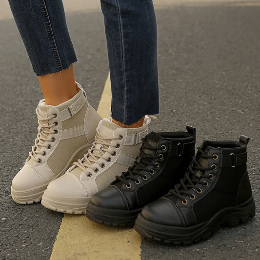 Round-Toe Lace-Up Boots