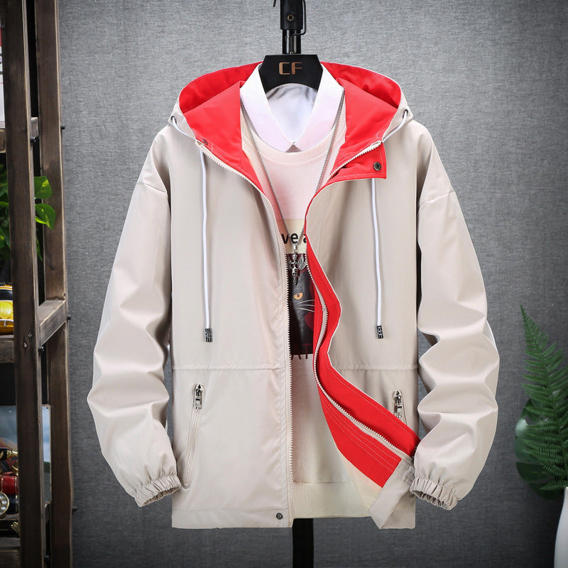 Men's casual jacket fashion trend hooded jacket Japanese workwear men's jacket