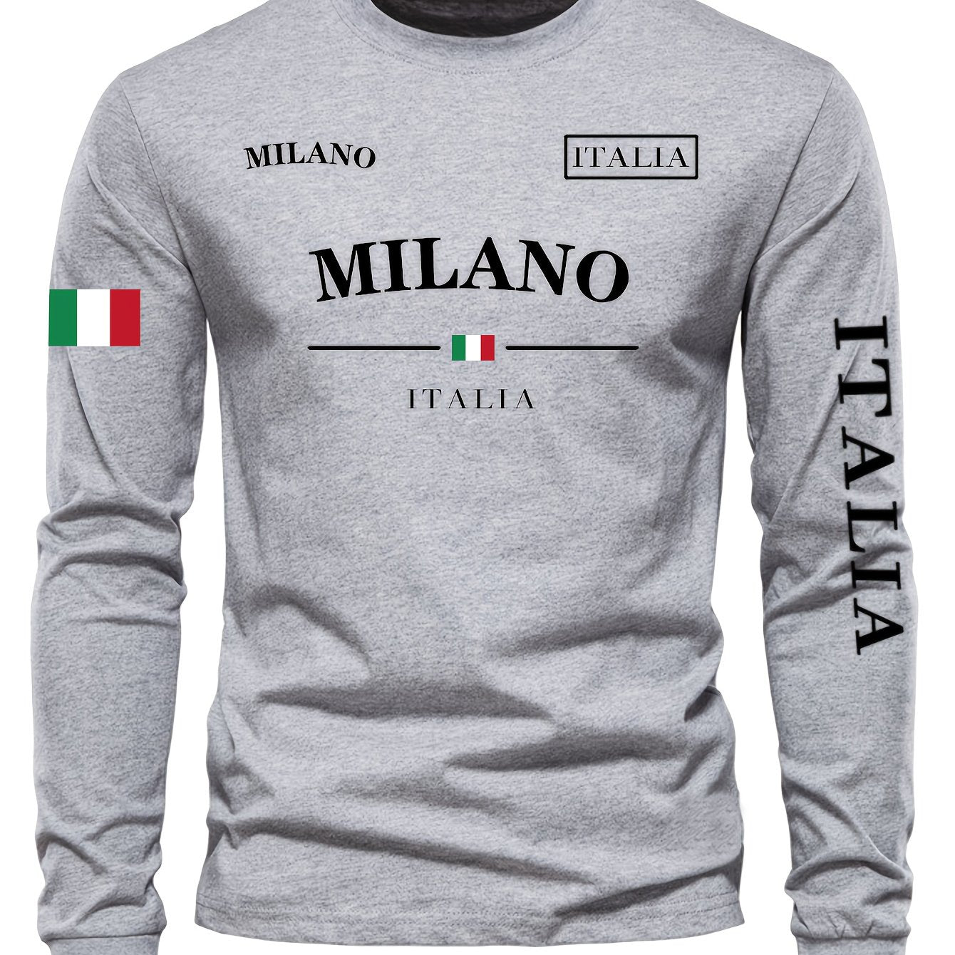 Men's Outdoor Casual Sports Long Sleeve T-Shirt - Crew Neck, Fleece-Lined Warm Base Layer for Autumn/Winter, Polyester and Spandex Blend, Machine Washable, Grappling, Wear On Body