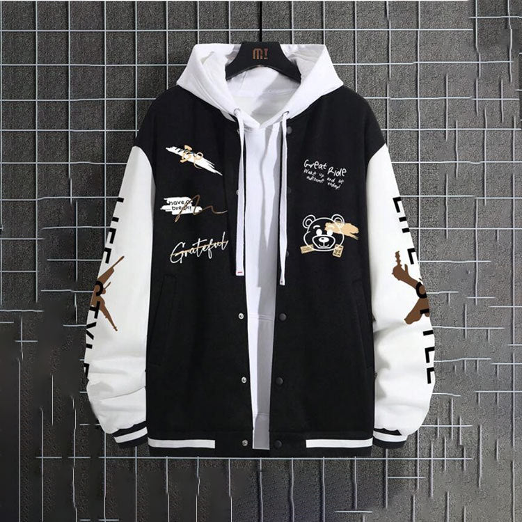 Men's baseball jacket, spring and autumn trendy brand American high street hooligan handsome youth men's loose casual jacket for men