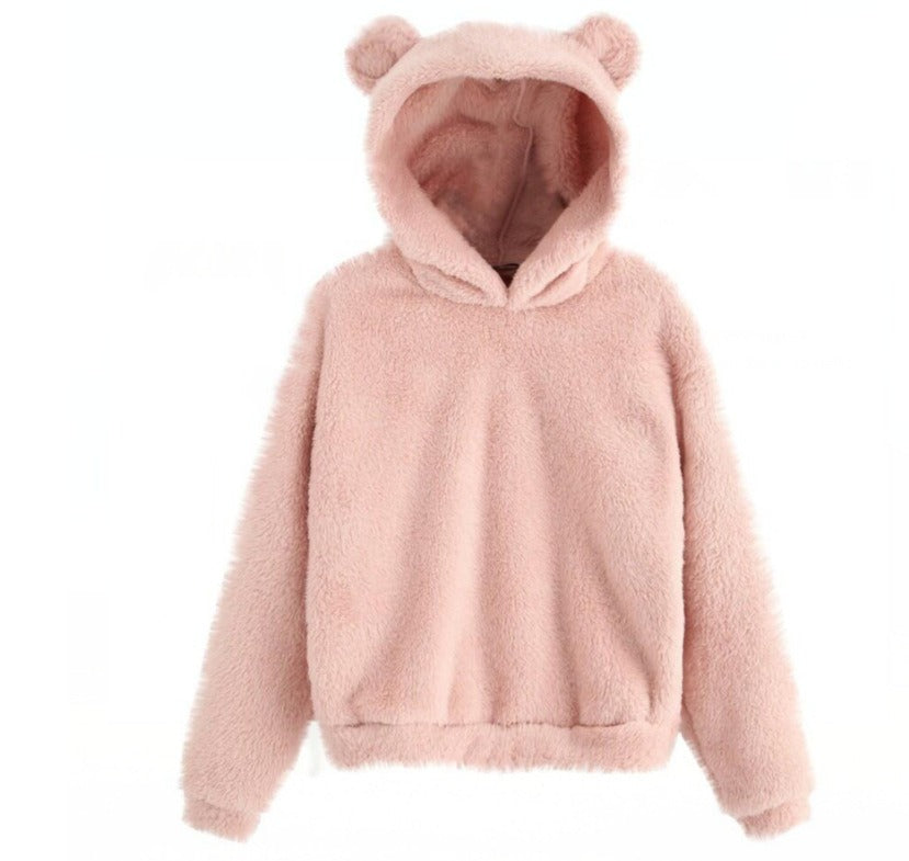 Autumn and Winter New Plush Rabbit Ear Hooded Warm Sweater Sweater Sweater