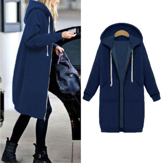 Women Long Coat Autumn  Winter Hooded Jacket Female Sweater Ladies Cardigans