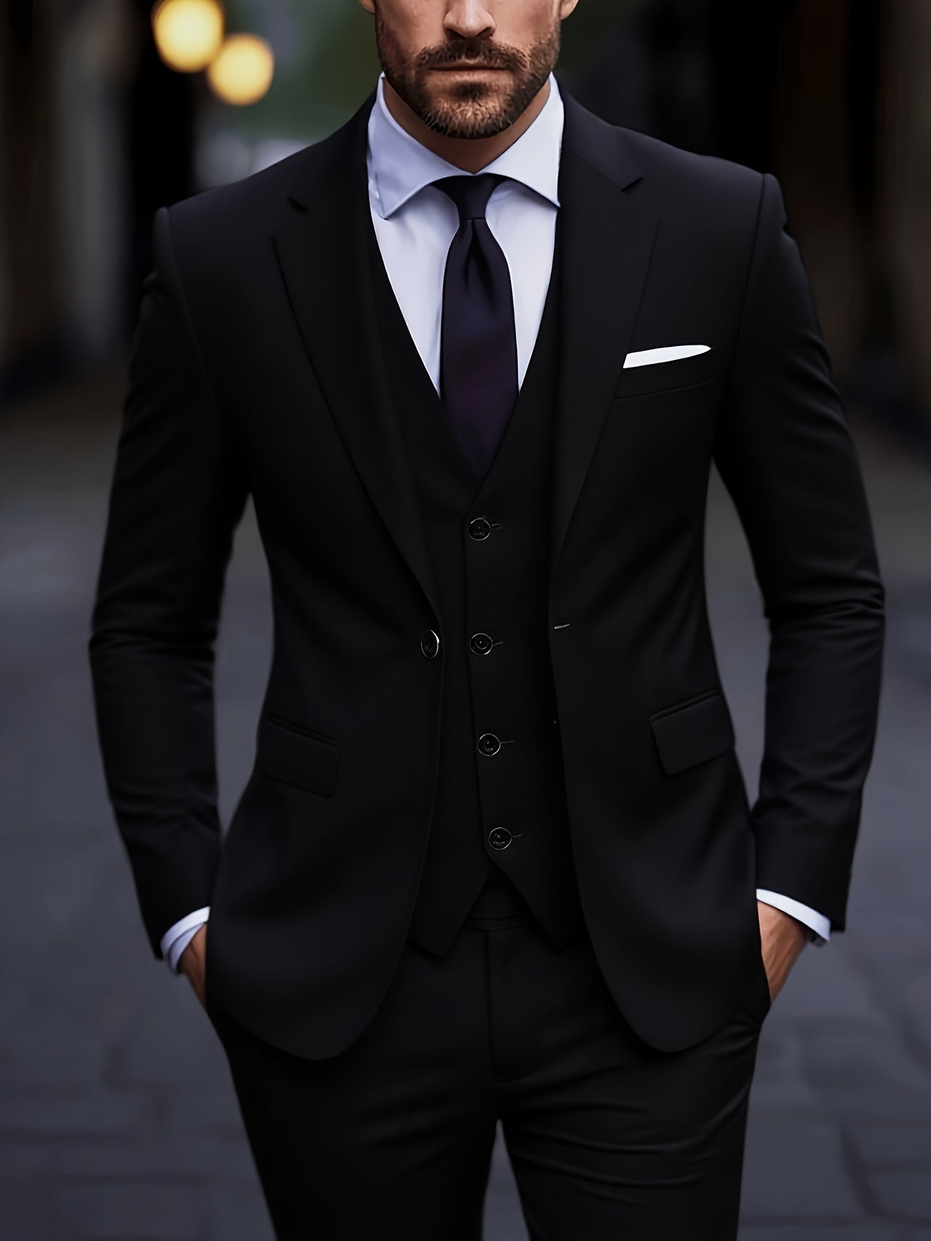 Men's Premium Three-Piece Suit Set, Plus Size Men’s, Includes Jacket and Vest – Perfect for Formal Wear Weddings Workwear Holiday Gifts