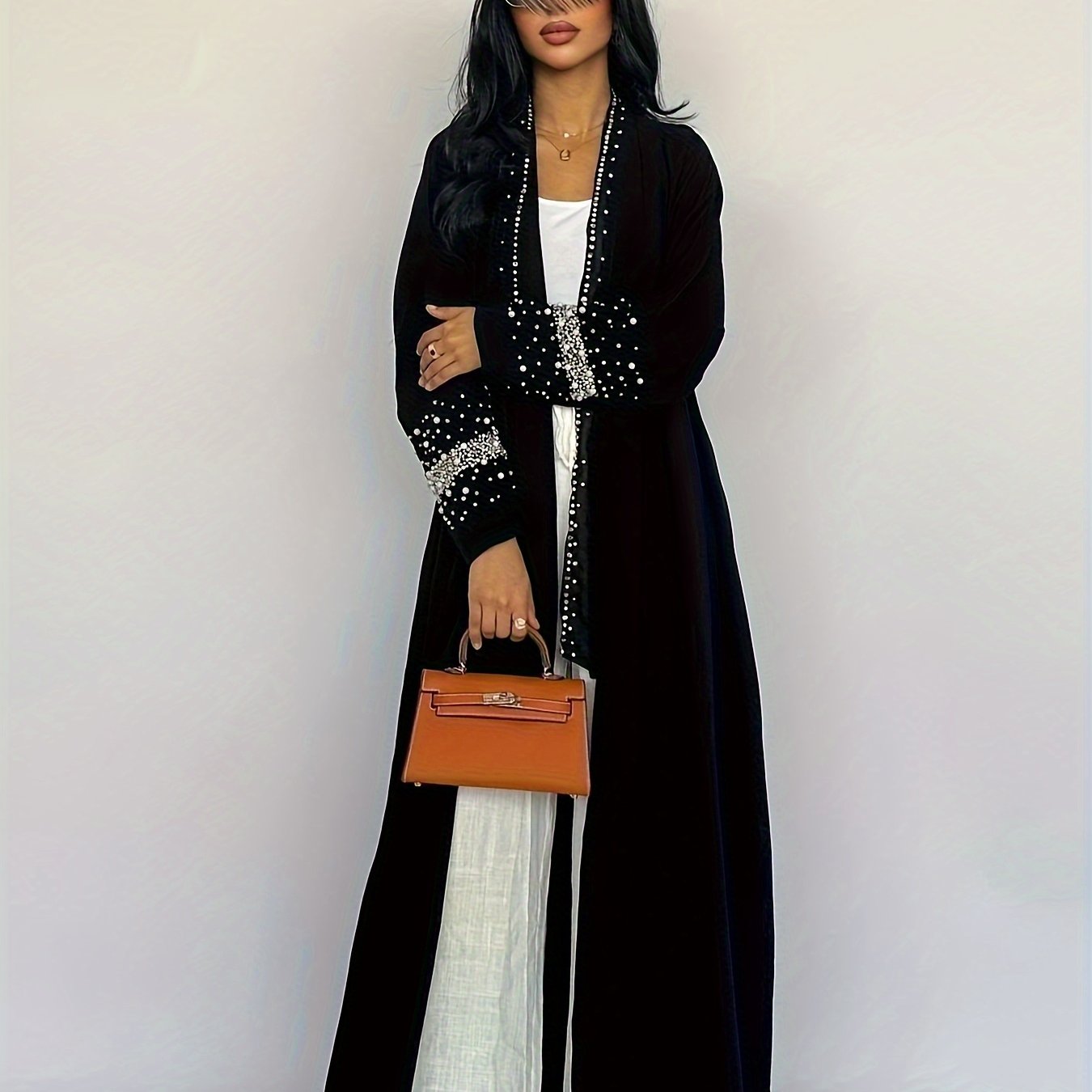 1pc 's Full-Length Arabic/Dress Abaya Robe with Matching Chiffon-like Headscarf-like Turban-like Cover - Elegant Traditional Muslim Dress for Weddings, Hajj, Umrah, Daily Wear - Hand Washable, All-Season