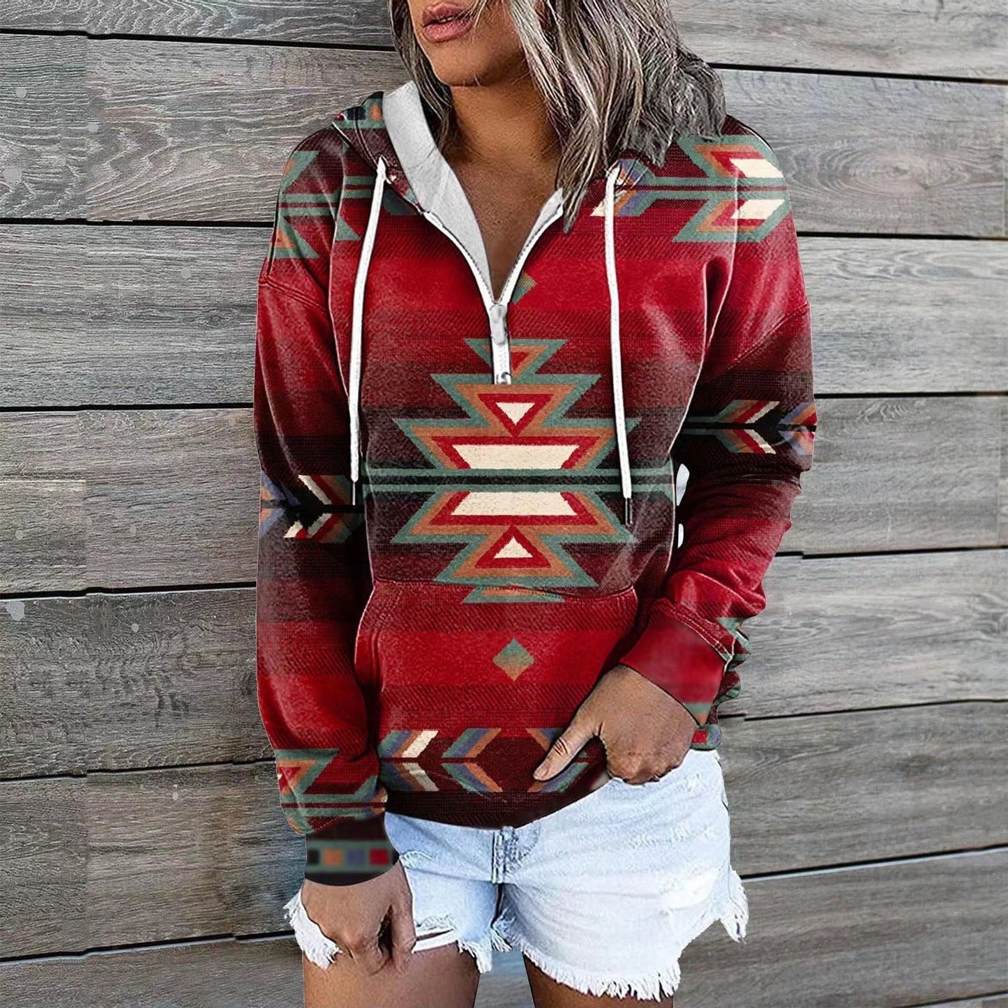 Women's New Ethnic Tribe Hooded Sweater Coat