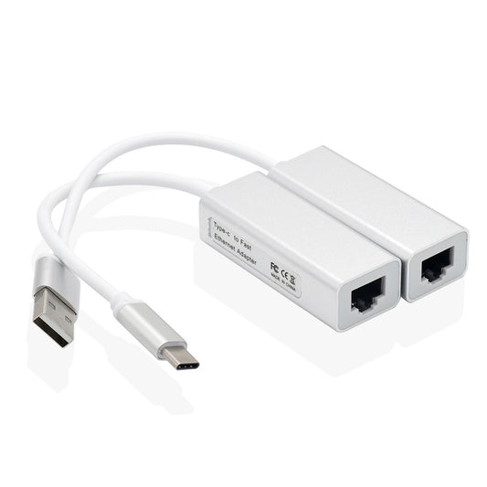 Aluminum alloy 2.0USB 100Mbps Ethernet card with no drive and cable Type-C to RJ45 Ethernet interface converter