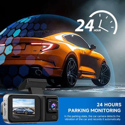 Car Dashcam with Dual Lens 1080P+720P HD Night Vision, WDR, Motion Detection, 140° Wide-Angle, Loop Recording, Parking Monitoring, Optional 32GB Card