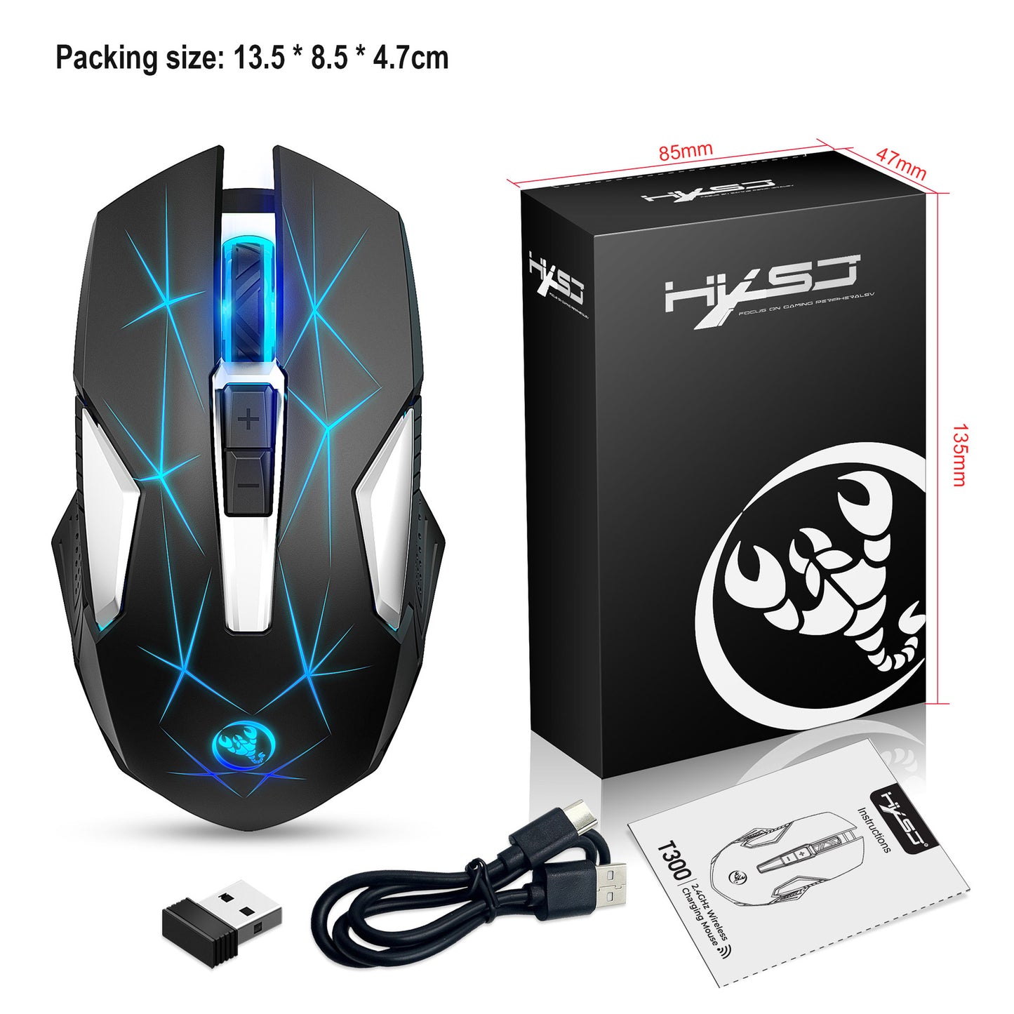 Wireless 2.4G Mouse, Home Office Business Laptop, 7-Color Colorful Backlight Mouse