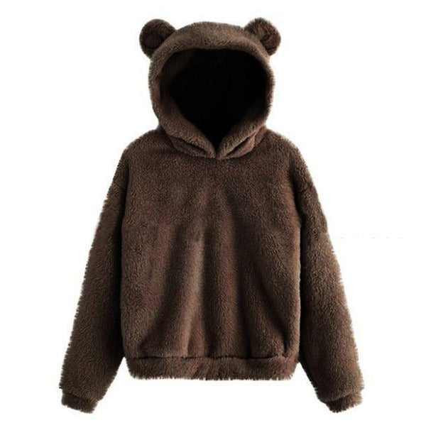 Autumn and Winter New Plush Rabbit Ear Hooded Warm Sweater Sweater Sweater