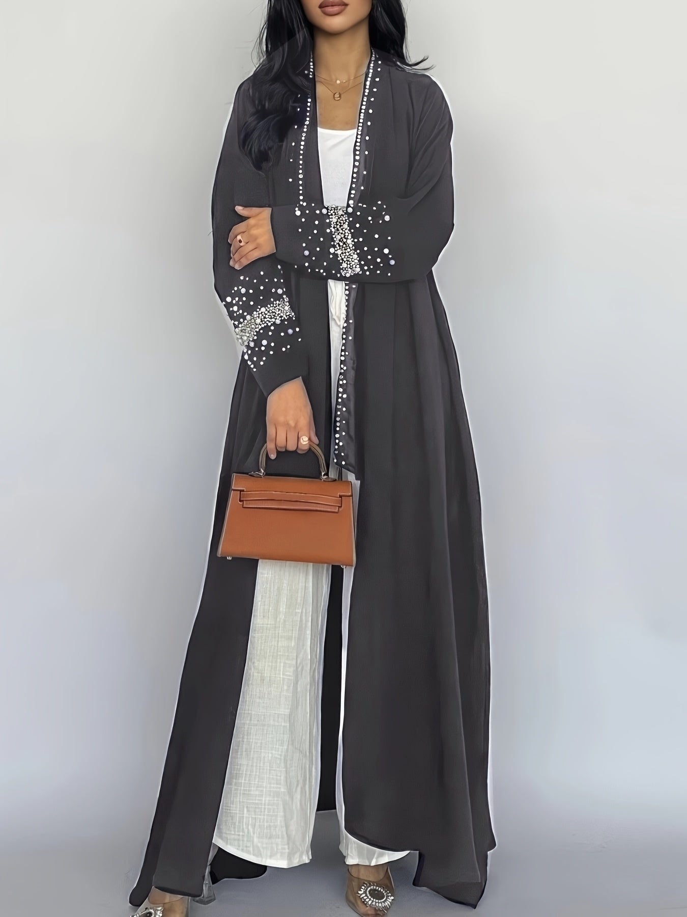 1pc 's Full-Length Arabic/Dress Abaya Robe with Matching Chiffon-like Headscarf-like Turban-like Cover - Elegant Traditional Muslim Dress for Weddings, Hajj, Umrah, Daily Wear - Hand Washable, All-Season