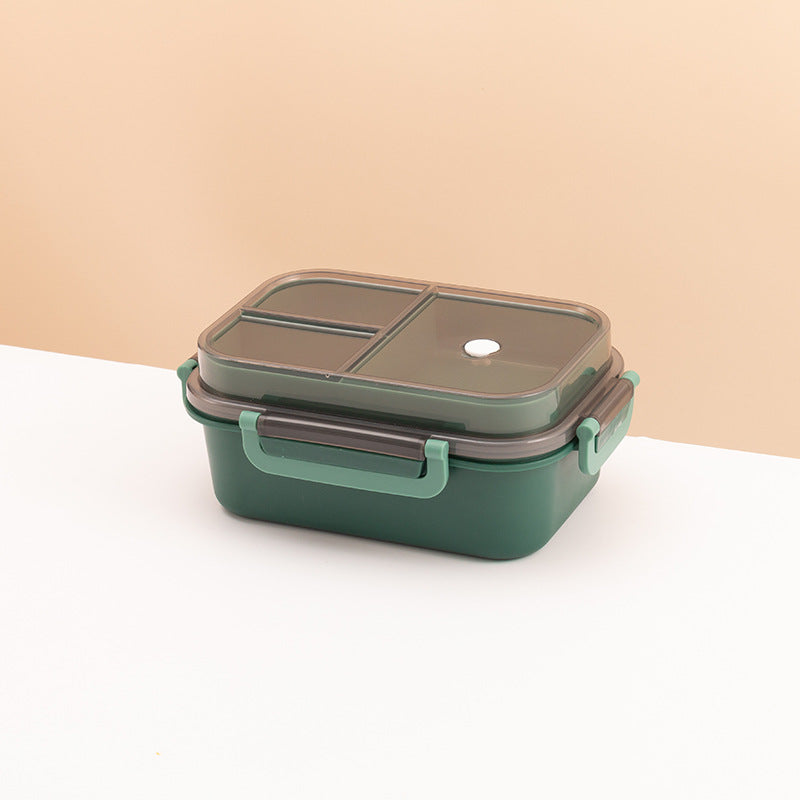 Classic simple microwaveable double-layer sealed compartment lunch box with tableware