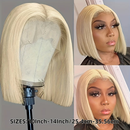 100% Human Hair Golden Blonde Short Bob Wig, 13x4 Lace Front, Breathable & Comfortable, Straight Style, 150% Density, Natural Look for Casual Attire, Natural Look Wig | Fashionable Wig | Breathable Lace Wig