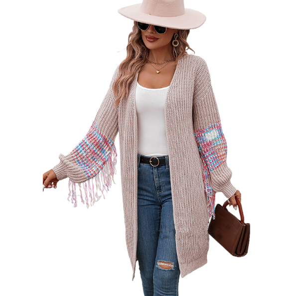 Fashionable tassel knitted sweater