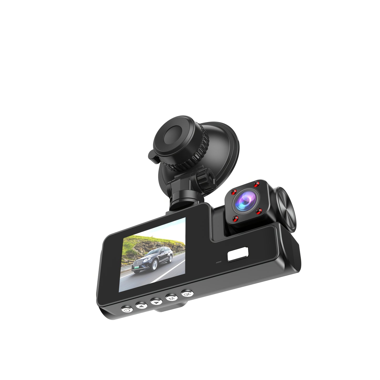 A Car Dash Cam with Memory Card Included, Optional Without Memory Card, 1080P Front Camera, 720P Rear Camera, Infrared Night Vision, Loop Recording