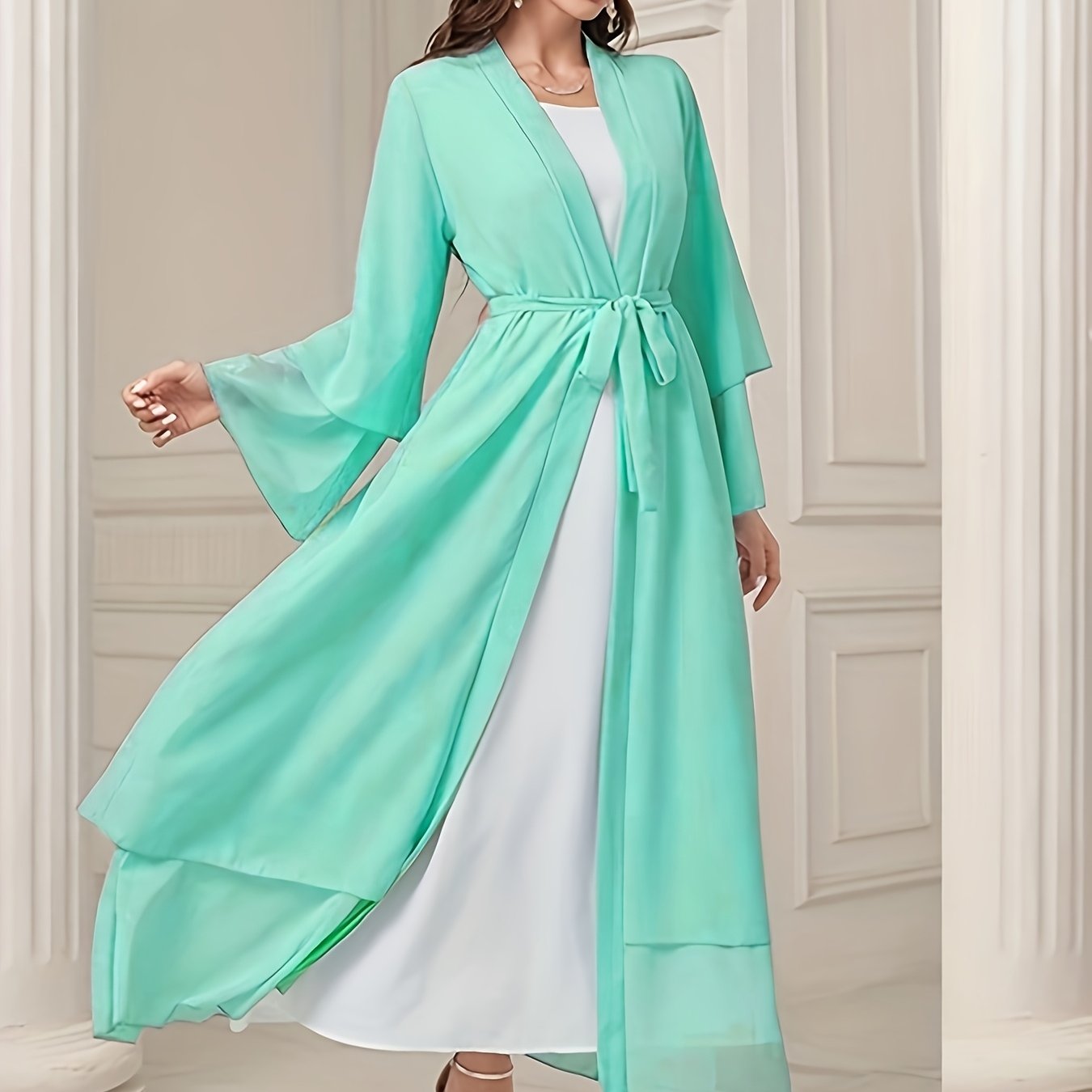 Abaya Muslim Women's Casual Solid Color Elegant Batwing Sleeve Long Loose Robe Maxi Dress Middle Eastern Saudi Dubai Turkish Traditional Arabic Kaftan