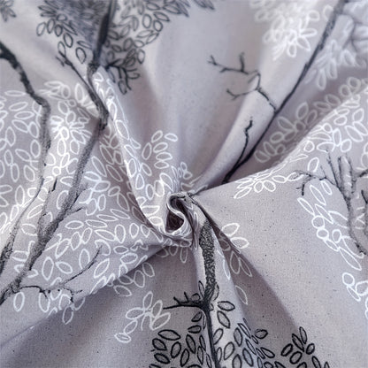 3pcs Botanical Floral Print Silver Gray Theme Bedding Set, Suitable for Bedroom, Guest Room, One Duvet Cover + Two Pillowcases, No Insert