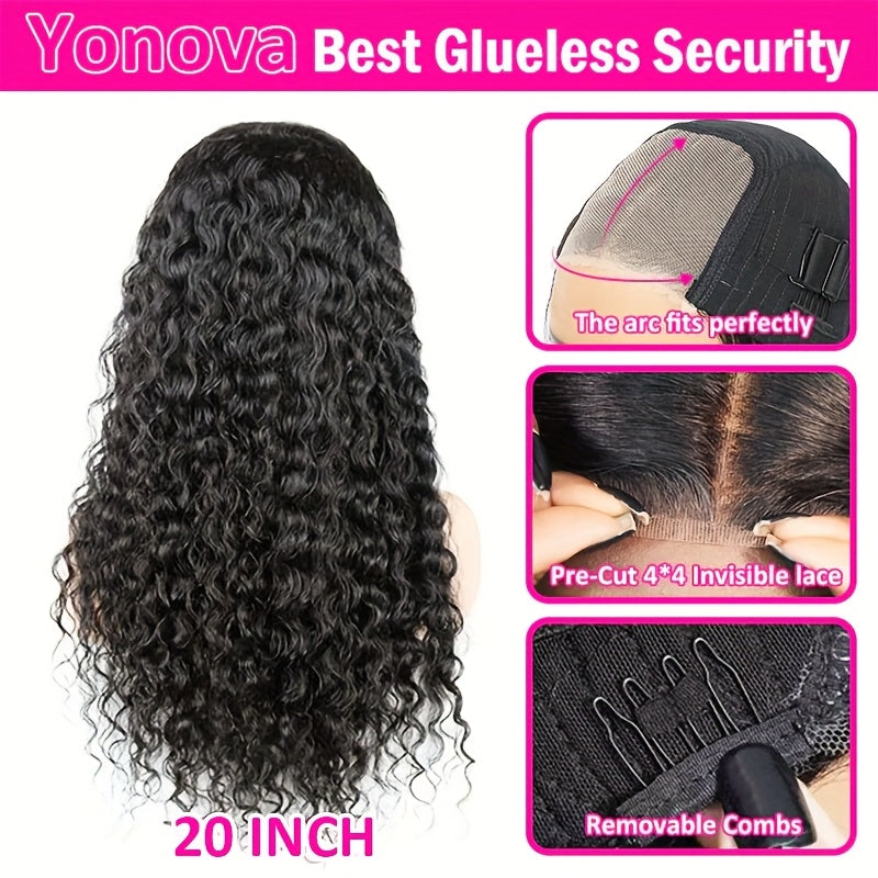 Wear And Go Glueless Wigs Human Hair Pre Plucked Pre Cut For Beginners Water Wave Lace Front Wigs Human Hair 4x4 Lace Frontal Water Wave Wig Human Hair Wigs For Black Women 50.8 cm
