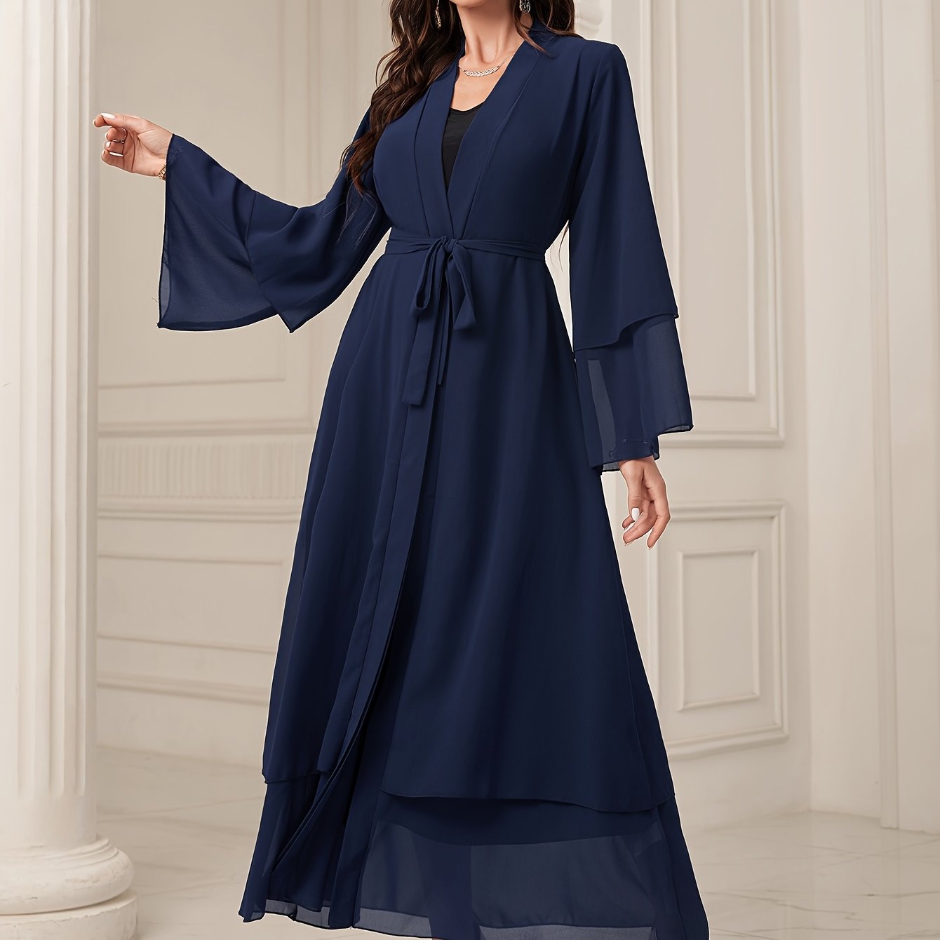 Abaya Muslim Women's Casual Solid Color Elegant Batwing Sleeve Long Loose Robe Maxi Dress Middle Eastern Saudi Dubai Turkish Traditional Arabic Kaftan