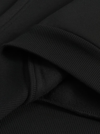 Men'S Cozy Fleece-Lined Hoodie with Angel Wings Print - Black Casual Sporty Sweatshirt, Loose Fit, Front Pocket, Perfect for Fall & Winter, Winter Apparel | Angelic Design | Durable Fabric