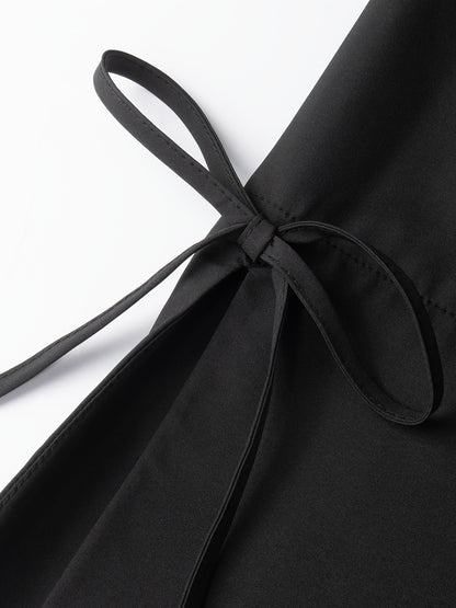 /Unisex Black Abaya Robe - Full-Length Islamic Dress with Adjustable Lace-Up Hooded Collar, Long Sleeve Traditional Muslim Gown for Hajj, Ramadan & Daily Wear - Machine Washable Loose Fit (No Stretch)