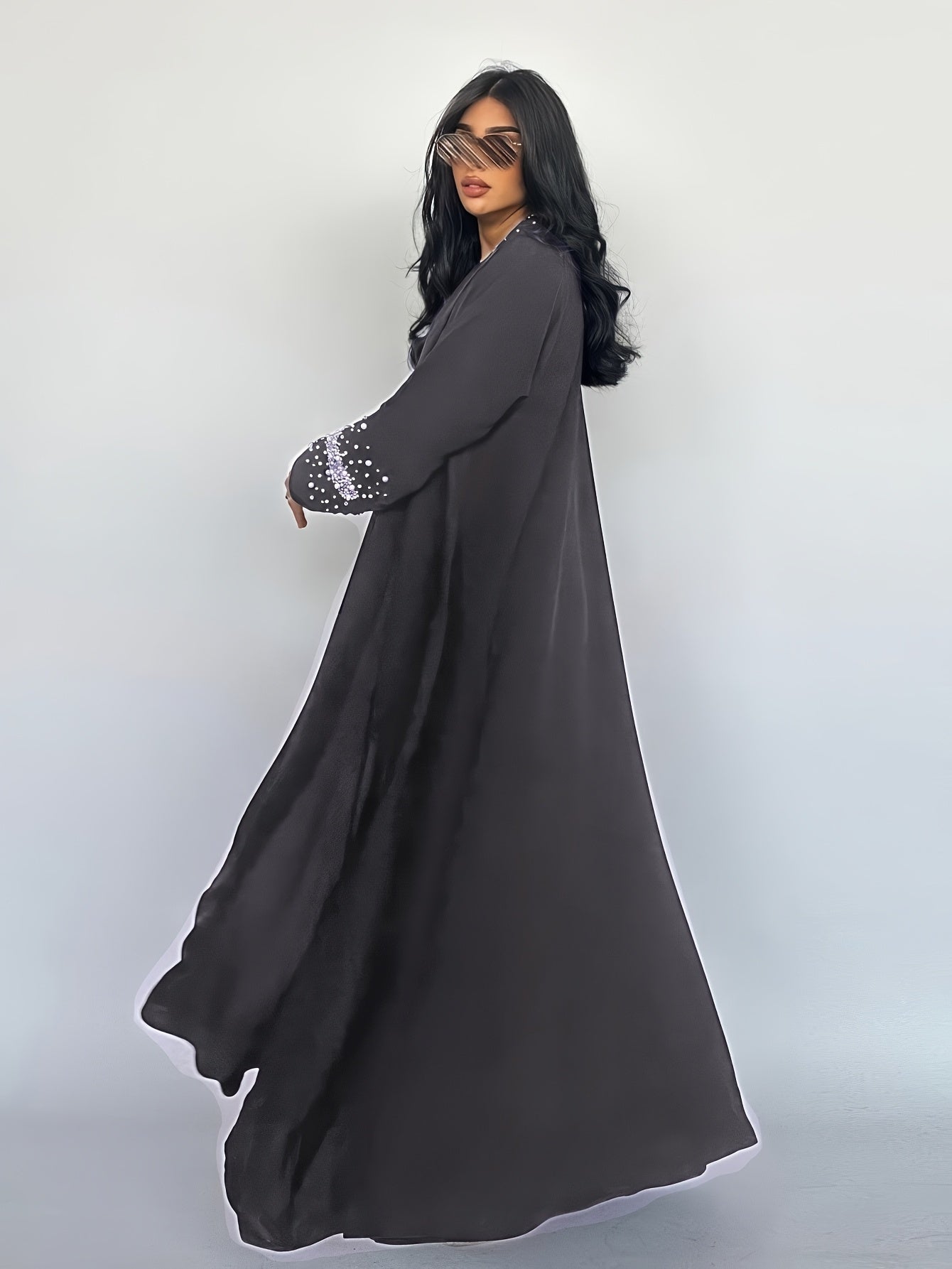 1pc 's Full-Length Arabic/Dress Abaya Robe with Matching Chiffon-like Headscarf-like Turban-like Cover - Elegant Traditional Muslim Dress for Weddings, Hajj, Umrah, Daily Wear - Hand Washable, All-Season