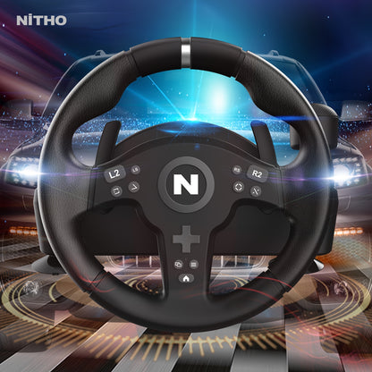 NiTHO Drive Pro ONE V200 Gaming Racing Wheel & Pedals - 270-Degree Steering Wheel with Integrated Sequential Gear Shifter, Multi-Use Motion Sensing for PC, PS4, Xbox One, Xbox Series X/S, Driving Car Simulator, Driving Simula