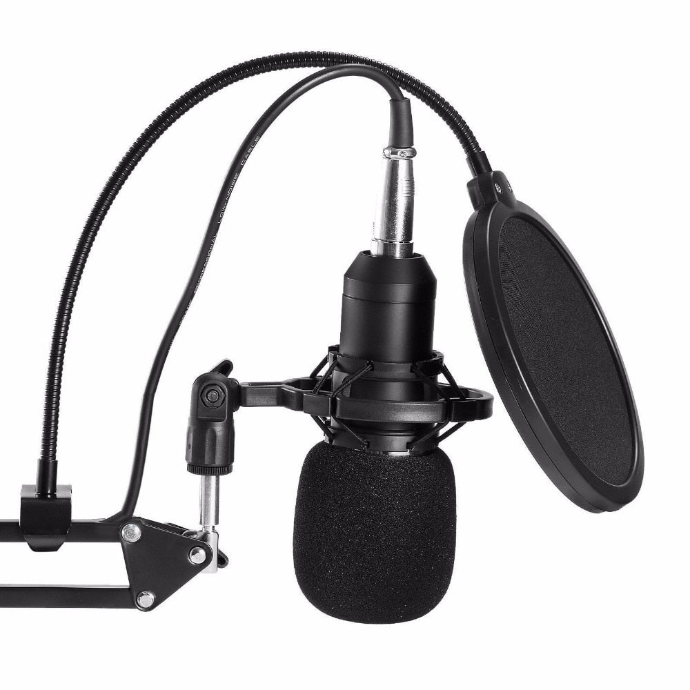 Professional Condenser Audio 3.5mm Wired BM800 Studio Microphone Vocal Recording KTV Karaoke Microphone Mic W/Stand For Computer