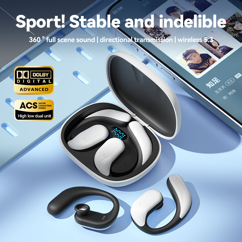 OWS over the ear wireless Bluetooth earphones with ultra long battery life and no in ear sports running earphones