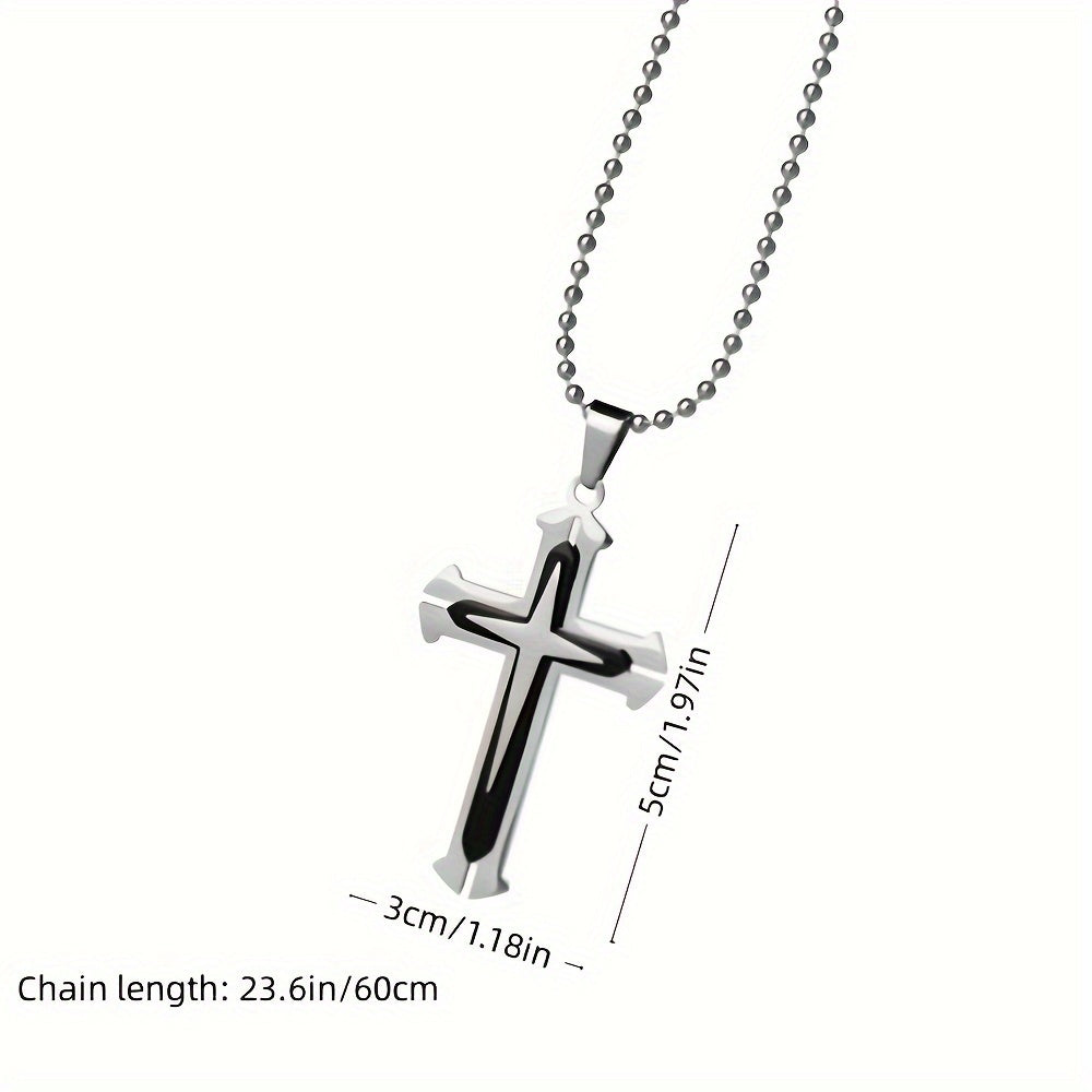 A Stylish Multi-layer Cross Necklace for Men - A Domineering Guardian Necklace for Men And Women - Fashionable Necklace, Elegant Design, Classic Jewelry Clothing Accessories for Dressing Up Holiday Gifts,Valentine's Day
