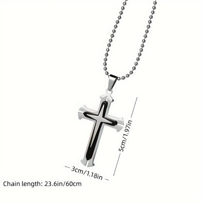 A Stylish Multi-layer Cross Necklace for Men - A Domineering Guardian Necklace for Men And Women - Fashionable Necklace, Elegant Design, Classic Jewelry Clothing Accessories for Dressing Up Holiday Gifts,Valentine's Day