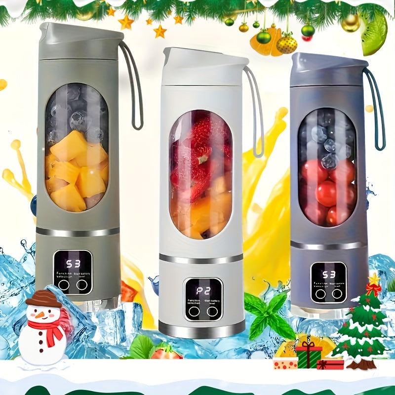 [USB-Powered Portable Blender] USB-Powered Portable Blender & Juicer with Digital Display, Stainless Steel Blade & Large Capacity (10.14-16.91oz) - Cordless Electric Mixer for Smoothies, Ice, Fresh Fruit Drinks - Compact Desi