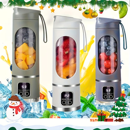 [USB-Powered Portable Blender] USB-Powered Portable Blender & Juicer with Digital Display, Stainless Steel Blade & Large Capacity (10.14-16.91oz) - Cordless Electric Mixer for Smoothies, Ice, Fresh Fruit Drinks - Compact Desi