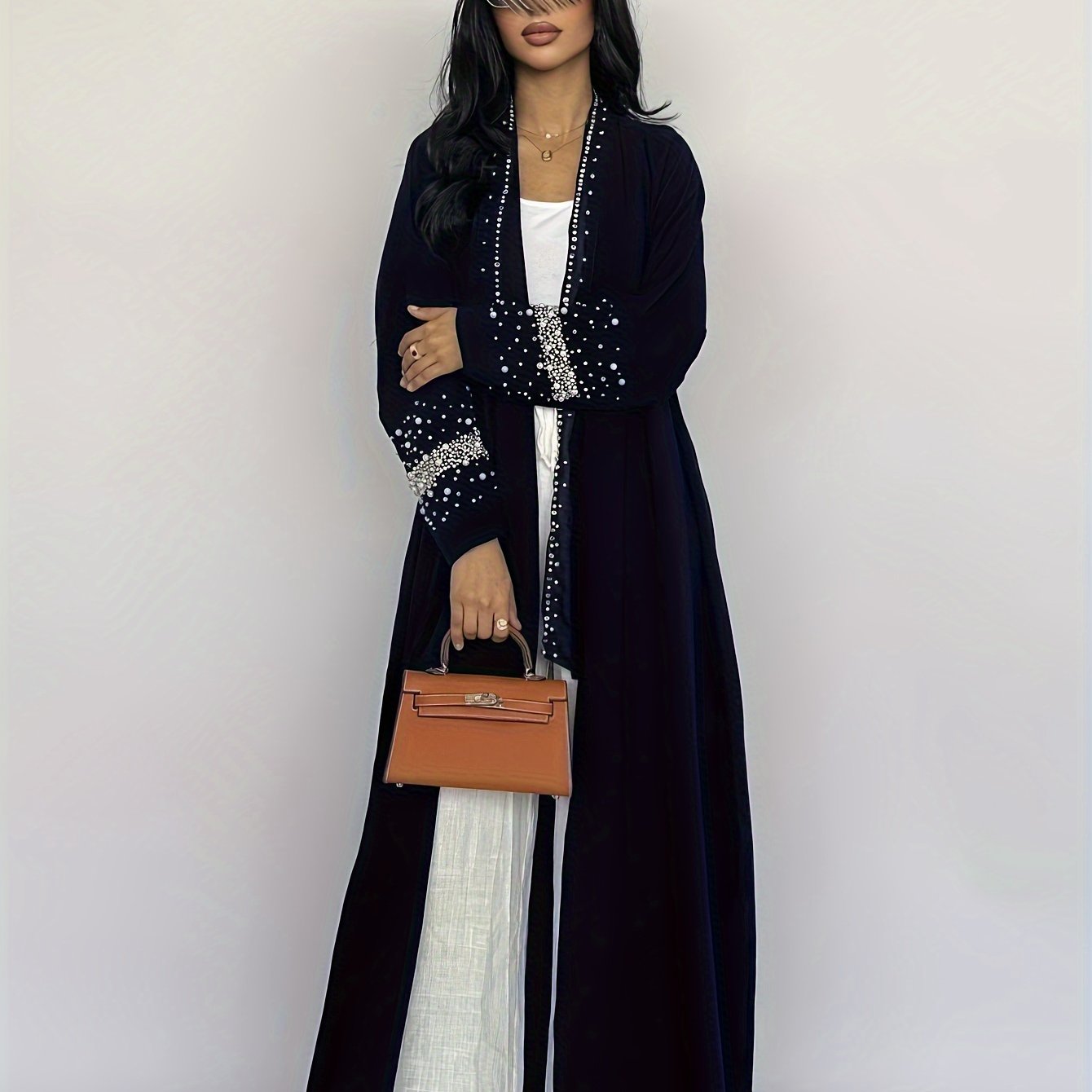 1pc 's Full-Length Arabic/Dress Abaya Robe with Matching Chiffon-like Headscarf-like Turban-like Cover - Elegant Traditional Muslim Dress for Weddings, Hajj, Umrah, Daily Wear - Hand Washable, All-Season