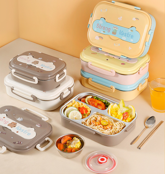 Food grade 304 stainless steel insulation compartment lunch box lunch box