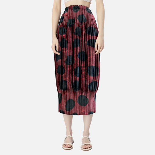 A-line pleated skirt women's high waisted printed pleated skirt half skirt