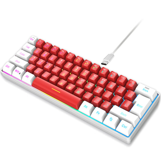 61 key keyboard with split lines, mini minimalist keyboard, compact dual color color RGB luminous film keyboard