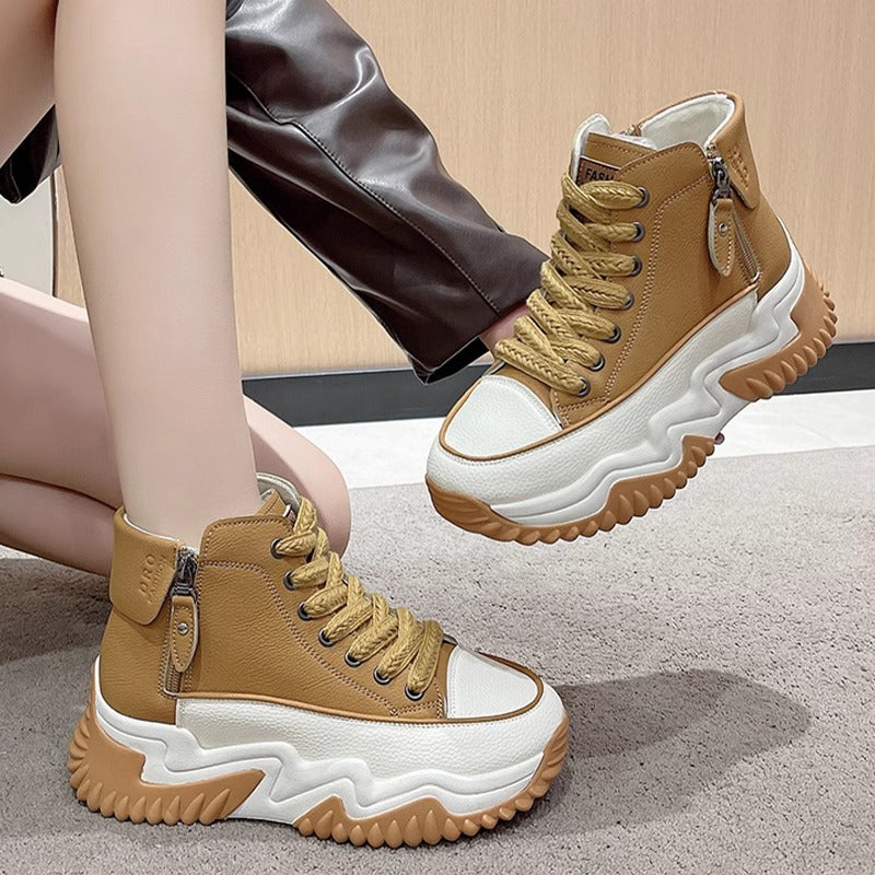 Small niche high top women's shoes thick soled casual versatile sports shoes