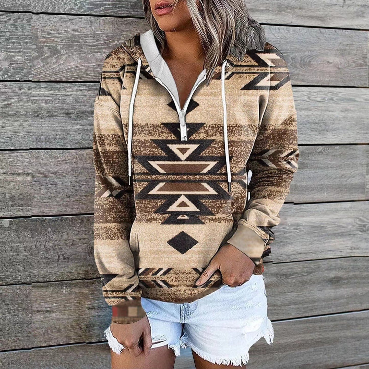 Women's New Ethnic Tribe Hooded Sweater Coat