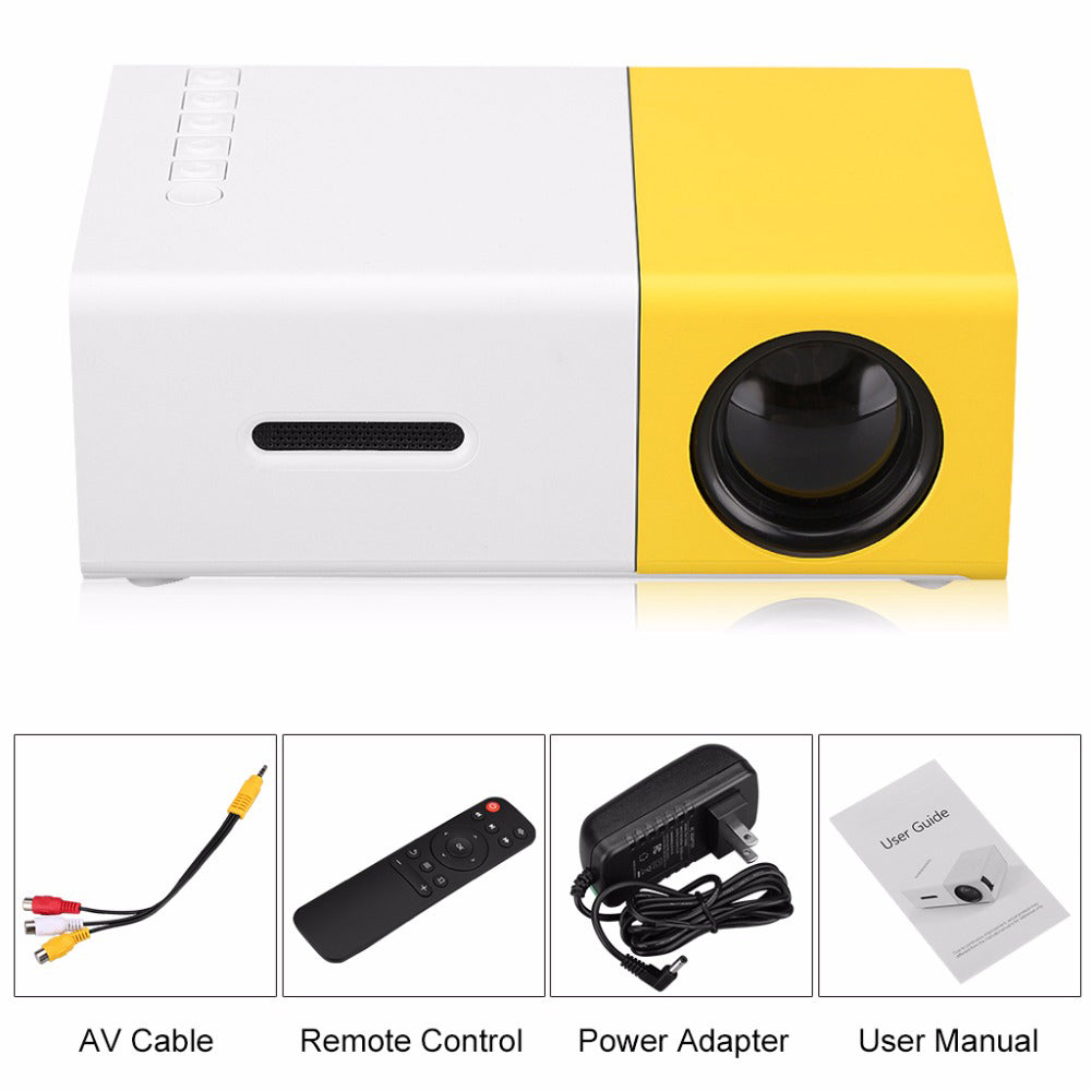 Mini YG300 LCD Projector 400 - 600 Lumens 320 x 240 Pixels 3.5mm Audio/HDMI/USB/SD Inputs Media Proyector/Beamer