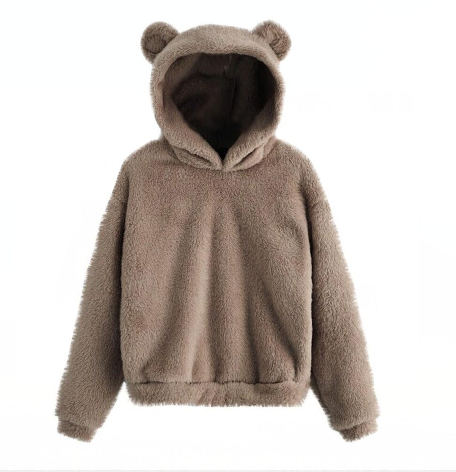 Autumn and Winter New Plush Rabbit Ear Hooded Warm Sweater Sweater Sweater