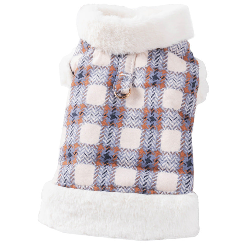 Dog clothing with warmth and plush that can be pulled vest teddy bear small dog cat pet clothing