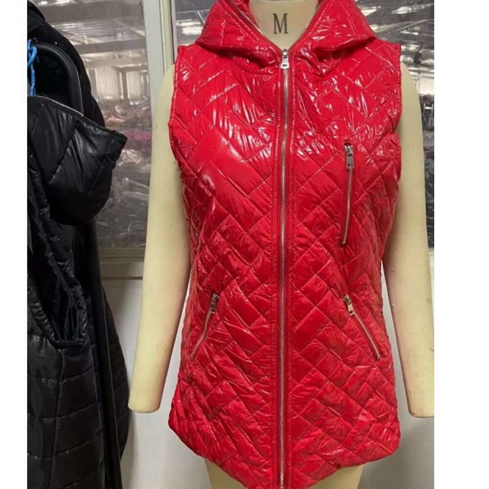 Autumn And Winter New Women's Vest Solid Color Hooded Sleeveless Pocket Zipper Vest