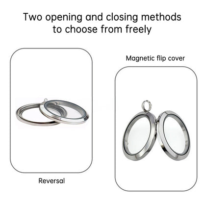 20mm/25mm/30mm Glass Floating Lockets Pendant Stainless Steel Magnetic Twist Closure Jewelry