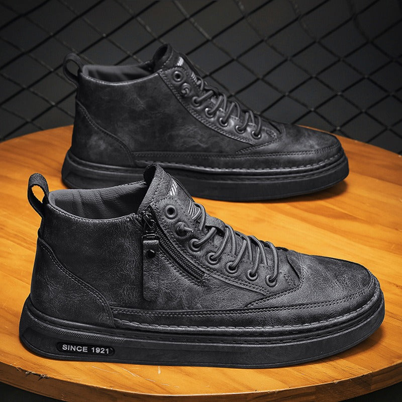 Martin boots, high top casual board shoes, trendy and versatile black workwear boots, sports and casual shoes for men