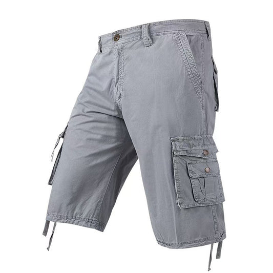 Men's Work Pants with Multiple Pockets Casual Shorts Large Size Light Grey 5-Inch Mid-Length Pants