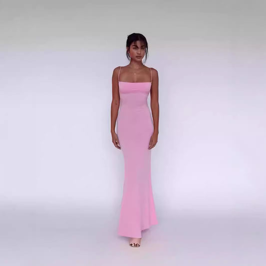 One shoulder backless slimming and sexy elegant dress