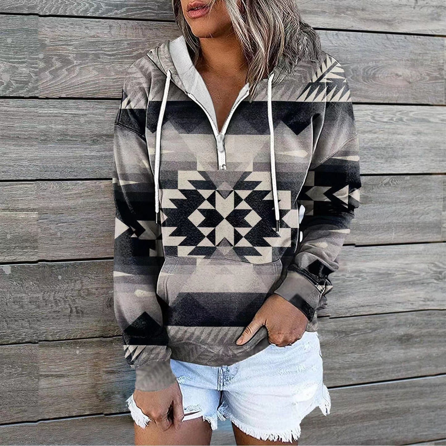 Women's New Ethnic Tribe Hooded Sweater Coat